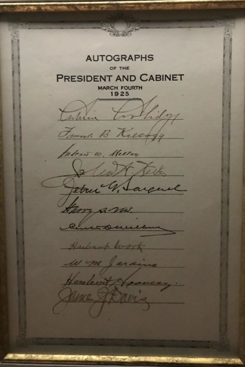 Calvin Coolidge Presidential Signature and Cabinet Signatures