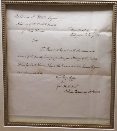 John Quincy Adams Signature Appointing William F Steele